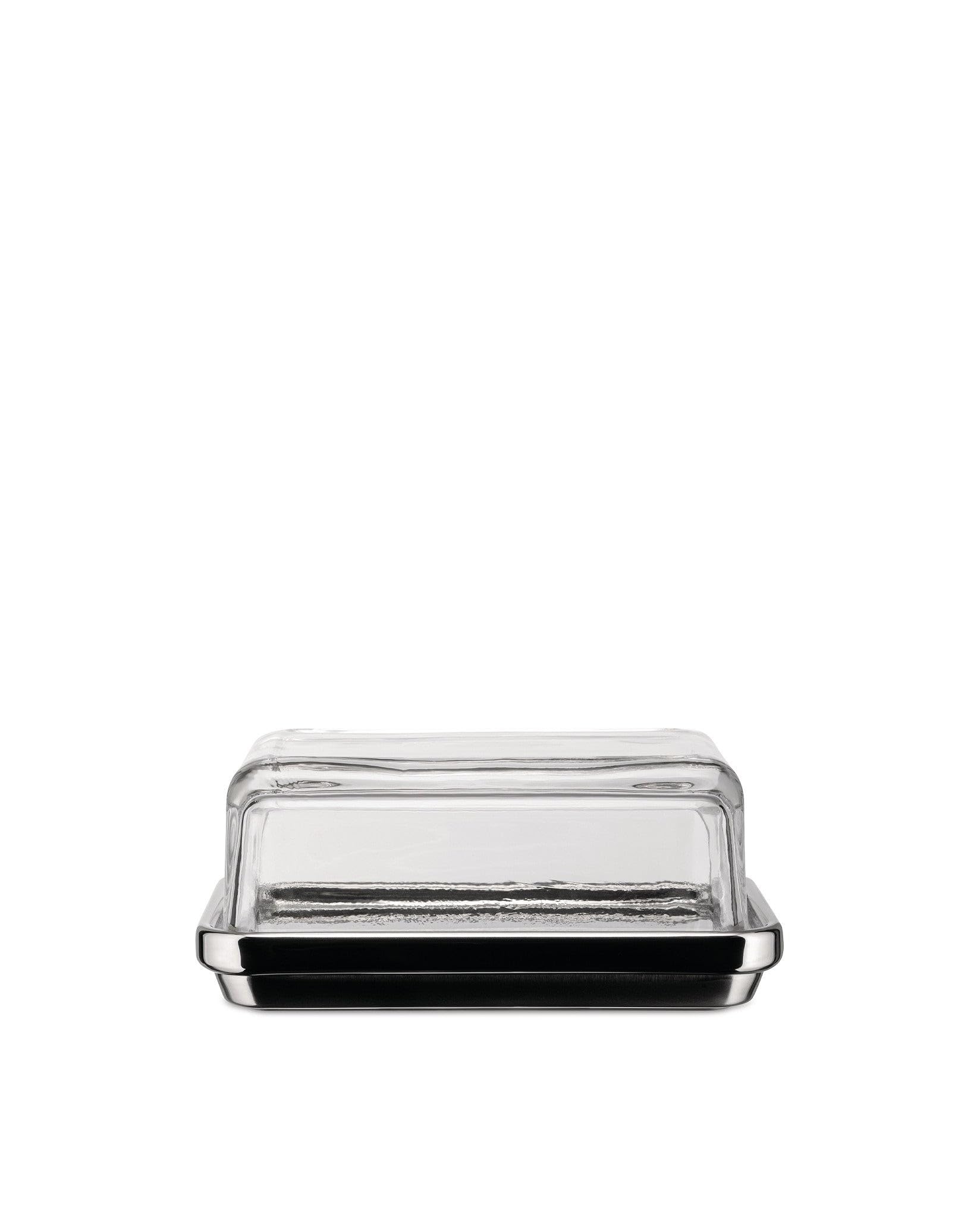 Alessi Es03 - Design Butter Dish with Lid in Steel Glass, Mirror Polished