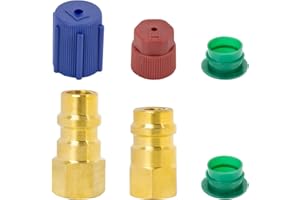 Fourtry R12 to R134a Conversion Fitting Adapter Kit - R12 to R134a Retrofit Kit with High/Low Side Fitting, Conversion Kit with Fitting Port 1/4" to 7/16" Fit for Car A/C Air Conditioner Refrigerant