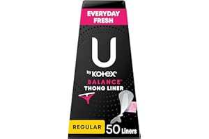 U by Kotex Balance Daily Wrapped Thong Panty Liners for Women (Previously 'Barely There'), Light Absorbency, Regular Length, 