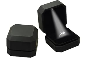 LED Black Ring Box for Proposal, Wedding, Engagement, Birthday, Valentine' Day, Christmas.., Luxury Octagonal Design LED Ring