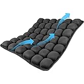 Travel Cushion for Long Flights, Sedentary Relief Discomfort in Coccyx and Buttock - 3D Inflatable Seat Cushion is Ergonomic (Black, 16" x18")