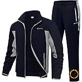 BGOWATU Men's Fleece Lined Tracksuits Set Running Jacket Sweatsuit Sport Pant Jogging Outfits with Zipper Pockets