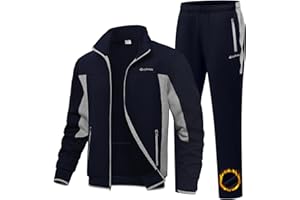 BGOWATU Men's Fleece Lined Tracksuits Set Running Jacket Sweatsuit Sport Pant Jogging Outfits with Zipper Pockets
