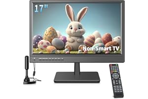 Jexiop 17inch TV,Small Flat Screen TV with ATSC Digital Tuner-HDMI &USB Port in-Dual Power-12 Volt Charger Cable and AC Power Suitable-for Caravan,Kitchen,Bedroom