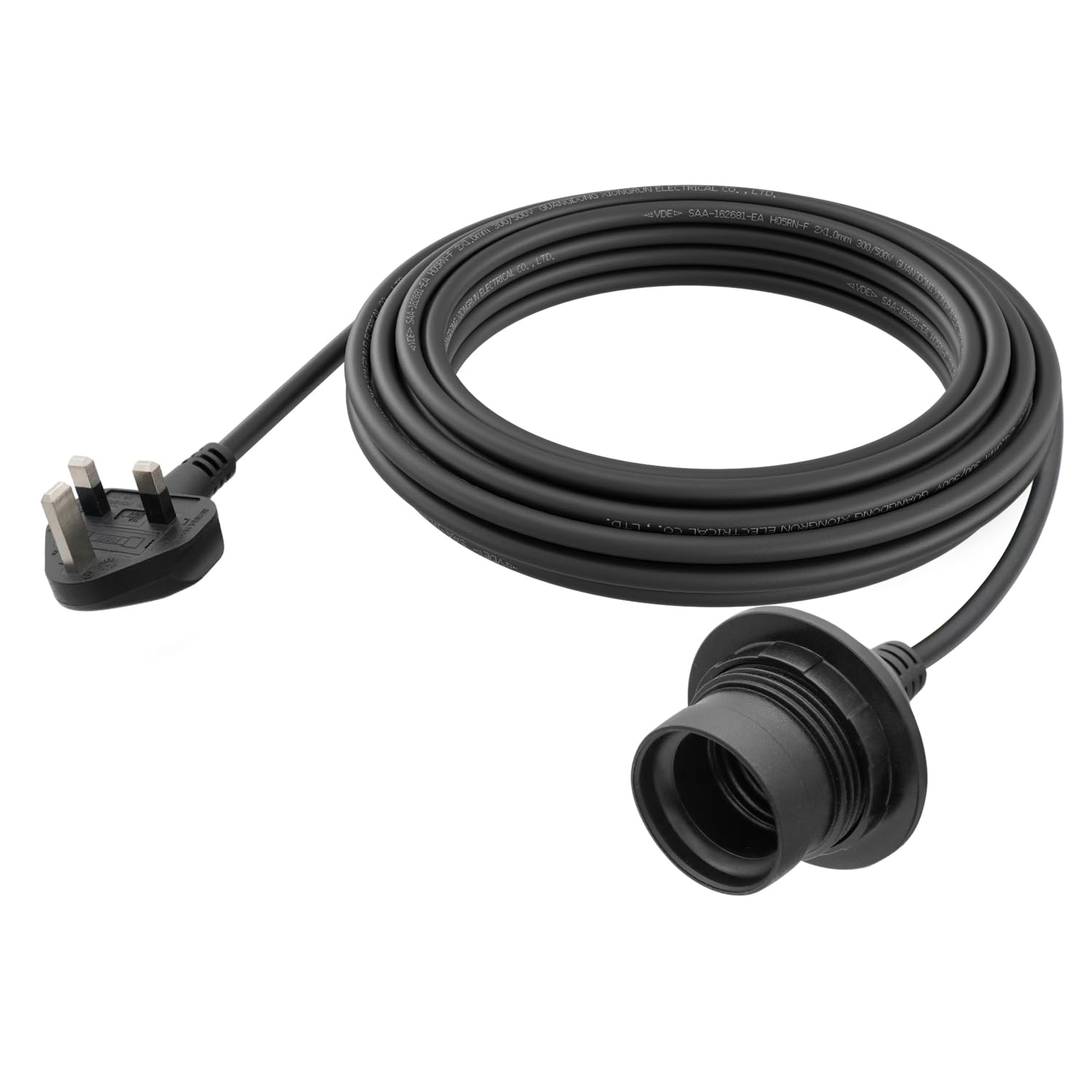 FIRMERST Outdoor Pendant Light Fitting with Plug, E27 Lamp holder 7m Rubber Cable IP44