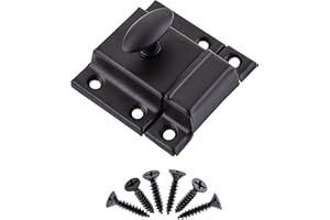 UNIQANTIQ HARDWARE SUPPLY Small Stamped Oil Rubbed Bronze Cabinet Door Latch - 1 7/8" × 1 7/8" - Spring Loaded Cupboard Door Latch with Oval Turn - Vintage Cabinet Hardware | UA-141-LOB (1)
