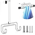 Ironing Board Holder Wall Mount, Over The Door Ironing Board Hanger, Iron Board Wall Mount for Y & T Leg, Iron Holder Wall Mounted for Laundry Room (Silver)
