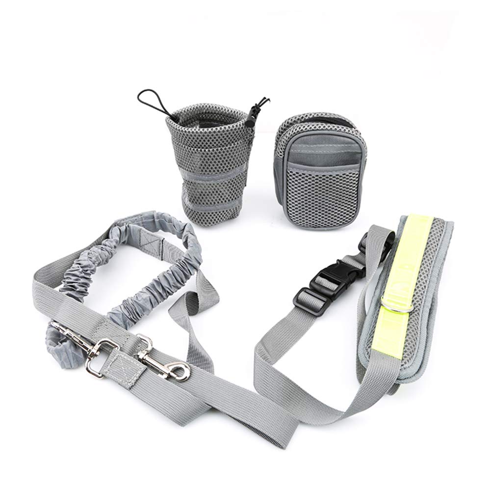 Hands Free Dog Leash Retractable Dog Leash for 331Lb Pull+ Adjustable Belt+ 2 Sundries Pocket 4 In 1 Dog Running Leash Hands Free Waterproof Reflective Stitches for Training/Running/Walking/Hiking