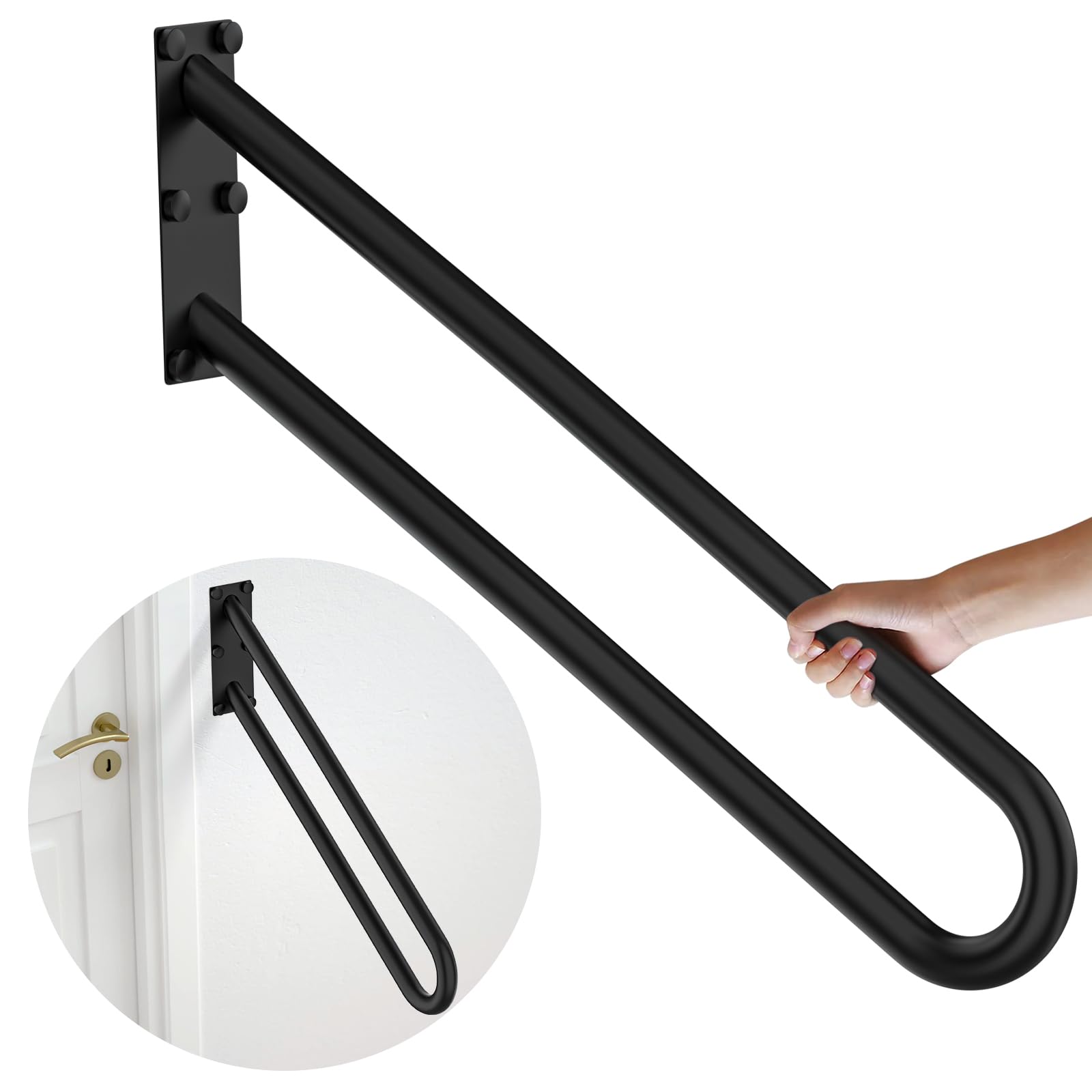 Photo 1 of 28 Inch Stainless Steel Handrail for 1-5 Steps - 1.25" Tube,ZUEXT U Shaped Oil Rubbed Black Safety Grab Bar for Stairs,Wall Mounted Hand Railing for Outdoor Garage Entry Interior Exterior Stairway