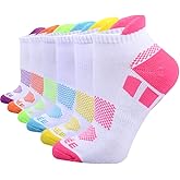 JOYNÉE 6 Pairs Women's Ankle Athletic Running Socks Performance Cushioned Low Cut Sports Socks with Heel Tab