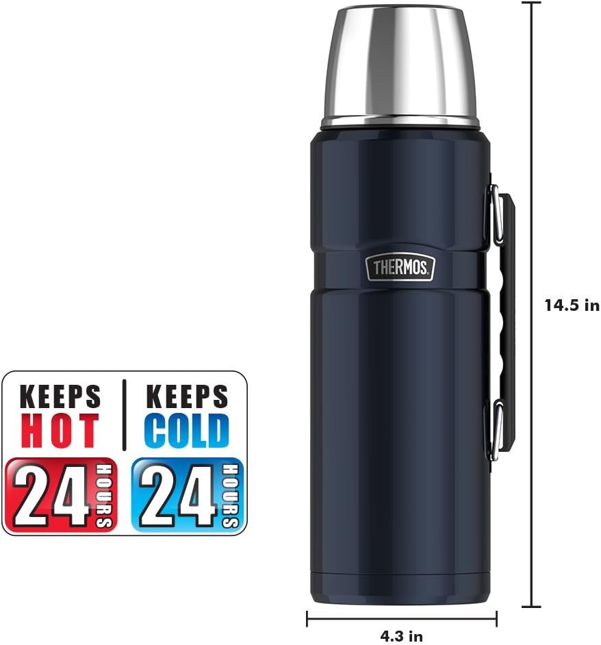 THERMOS Stainless King Vacuum-Insulated Beverage Bottle, 68 Ounce, Midnight Blue: Kitchen & Dining