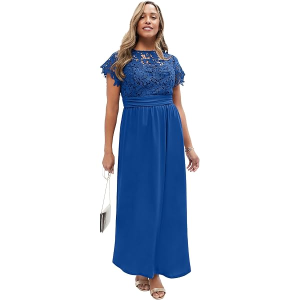 Amazon.com: Jessica London Women's Plus Size Stretch Lace Maxi Dress