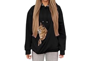 BJUTIR Kangaroo Pouch Hoodie For Women Oversized Dog Pouch Sweatshirts Pet Carrier Pullover Animal Holder Long Sleeve Tops
