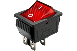 TSYCWQ KCD4 Rocker Switch 4 Pin Rocker Switch DPST ON/Off Red Illuminated Snap-in Power Switch 16A 250V AC / 20A 125V AC for Household Marine Off-Road Vehicles