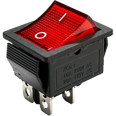 Rock Lights On/Off Red Rocker Switch – 4-Pin Laser-Etched, White LED Backlit, 12V-48V