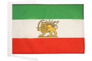 AZ FLAG - Iran Old Flag 18'' x 12'' cords - Former Iranian Small flags 30 x 45cm - Banner 18x12 in - Drapeau Iran Ancien