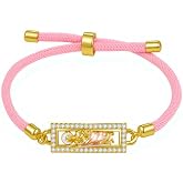 CACALOSS Catholic Gift for Women Our Lady of Guadalupe Bracelet, Adjustable Braided Virgin Mary Bracelet, Religious Protection Jewelry(pink)