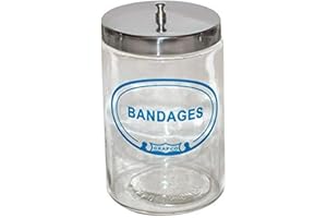 GRAHAM-FIELD Grafco Labeled Glass Sundry Jar - Bandages with Lid, Apothecary Medical Supplies - 3454A B
