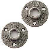 2Pack Inch Floor Flange Cast Iron Pipe Floor Threaded Pipe Fitting Industrial Steampunk Vintage Retro Decor Furniture DIY Wal