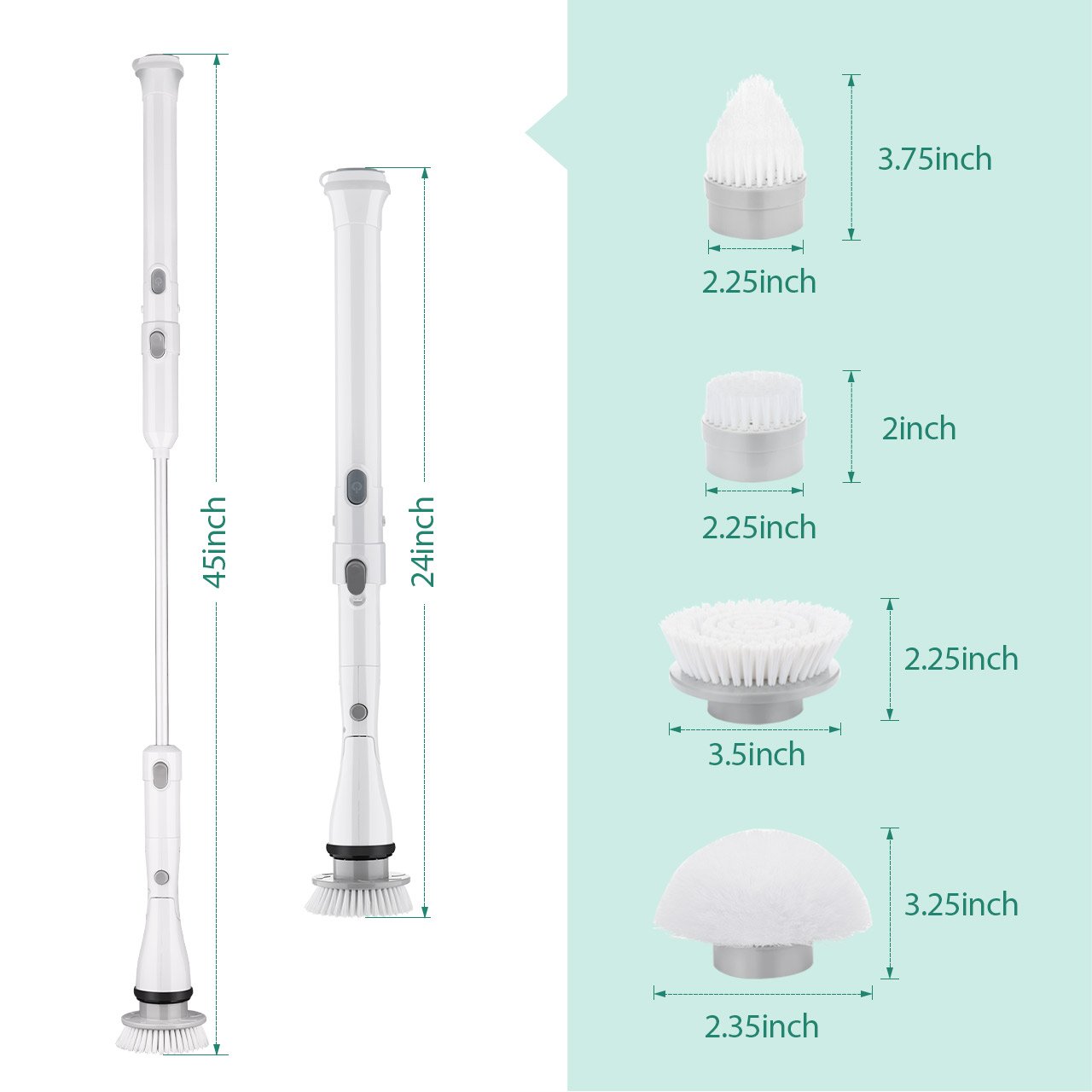 Homitt Electric Spin Scrubber, 360 Cordless Tub and Tile Scrubber with