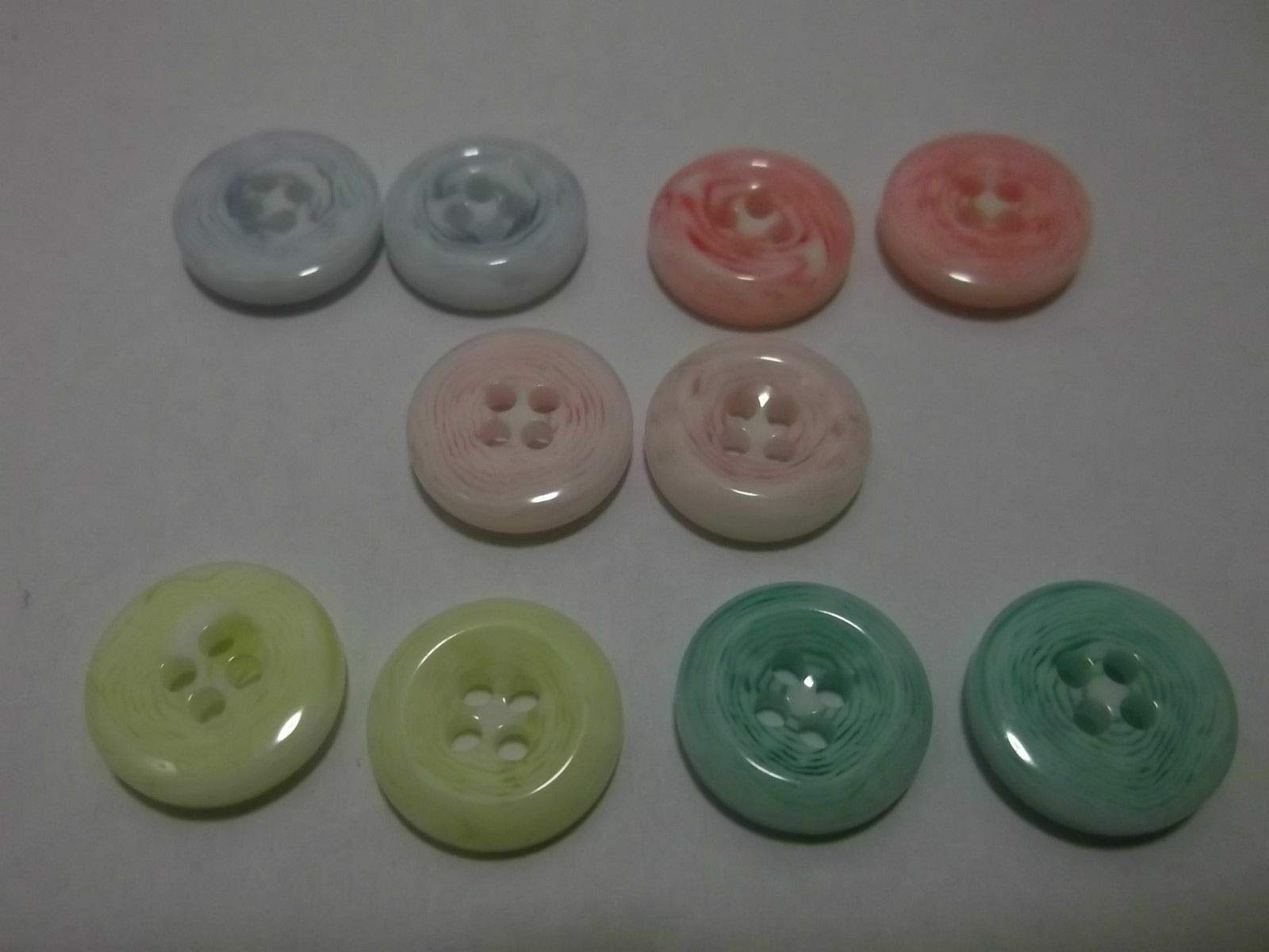 QPSupplies Pack of 100 Mixed 13mm Round 2 Hole Resin Sewing Pastel Ripple Pattern Cardmaking Scrapbooking Buttons