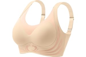 WQHNME Womens Wireless Push Up Bra Seamless Super Gather Bra Anti Sagging Breasts with Lift and Support for Older Women
