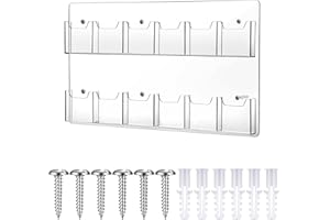 Eersida Acrylic Brochure Pamphlet Holder Brochure Display Stand Business Tri Fold Multi Slot Holder Rack Wall Mount Clear Pocket Space Saver for Flyer Literature Menu Advertise(12 Pockets)