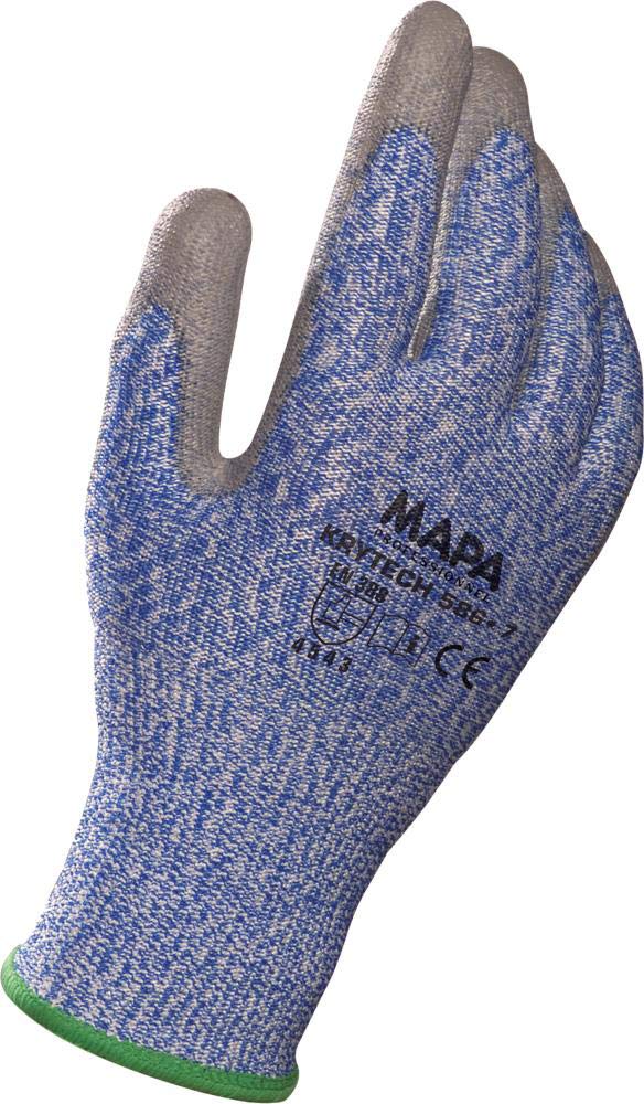 KRYTECH 586 High Cut Resistant Gloves, Level 5 Cut Protective Safety Work Gloves Construction Automotive Maintenance Mechanical Glass Industry, Blue Size 11 XXL (1 Pair)