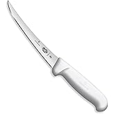 Victorinox Cutlery 6-Inch Semi-Stiff Boning Knife, Curved Blade, White Fibrox Handle