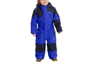 hlysgo Kids Snow Suit Girls Boys Waterproof Insulated Snowsuits Outdoor Snowboarding Overalls One Piece Ski Suit 1-14 Years