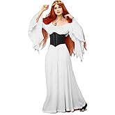 BITSEACOCO Women Renaissance Fairy Chemise Dress Victorian Costumes Halloween Cosplay Medieval Witch Princess Dresses