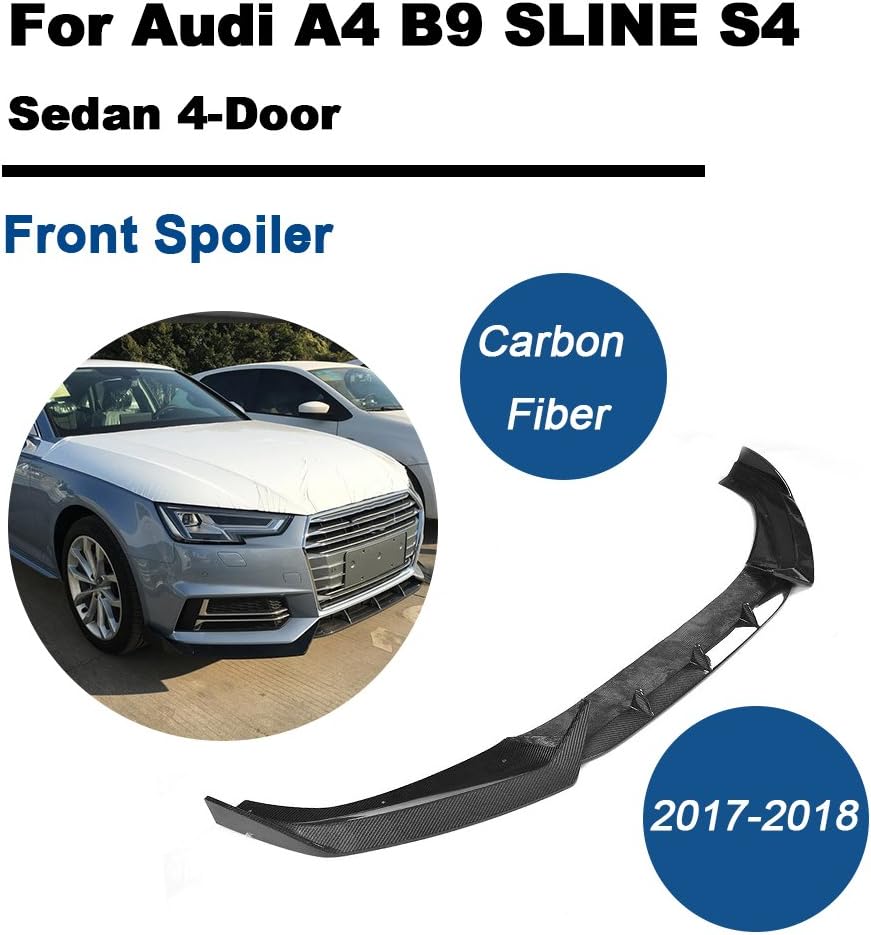TGFOF Front Lip Spoiler fits A4 B9 Sline / S4 Sedan 2017 2018 Real Carbon Fiber Chin Bumper Diffuser Splitter