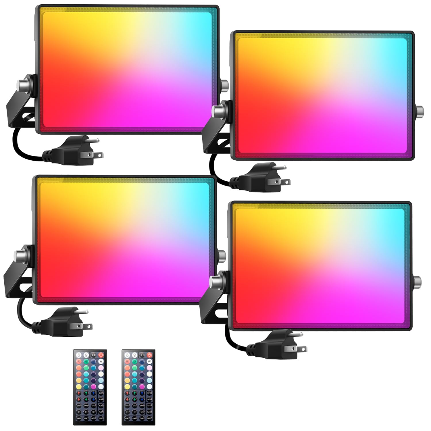 Photo 1 of *** NO REMOTE CONTROL *** Onforu LED Flood Light Outdoor 800W Equivalent, 100W Color Changing RGBW Floodlight with Remote, Stage Lights Uplights for Events, IP66 Uplighting Spotlight Floor Strobe Light for Christmas 4 Pack