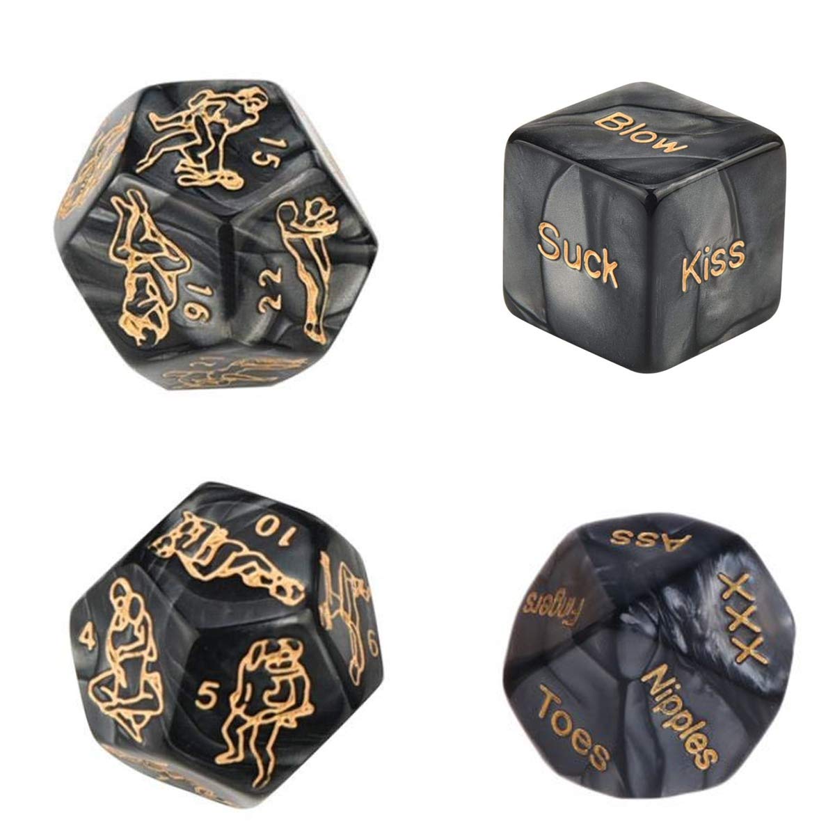 4pcs Romantic Novelty Game Dice, Role Playing Funny Gift for Valentine\'s Day, Honeymoon Bachelorette Party, Him and Her, Groom Roast, Bridal Shower, Newlyweds, Wedding, Anniversary, Marriage