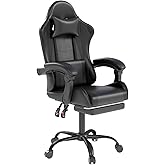 OS MOTOR Gaming Chair with Headrest and Lumbar Support, Ergonomic High Back Office Chair, Racing Style Executive Computer Desk Chair, Leather Adjustable Swivel Task Chair for Home Office (Black)