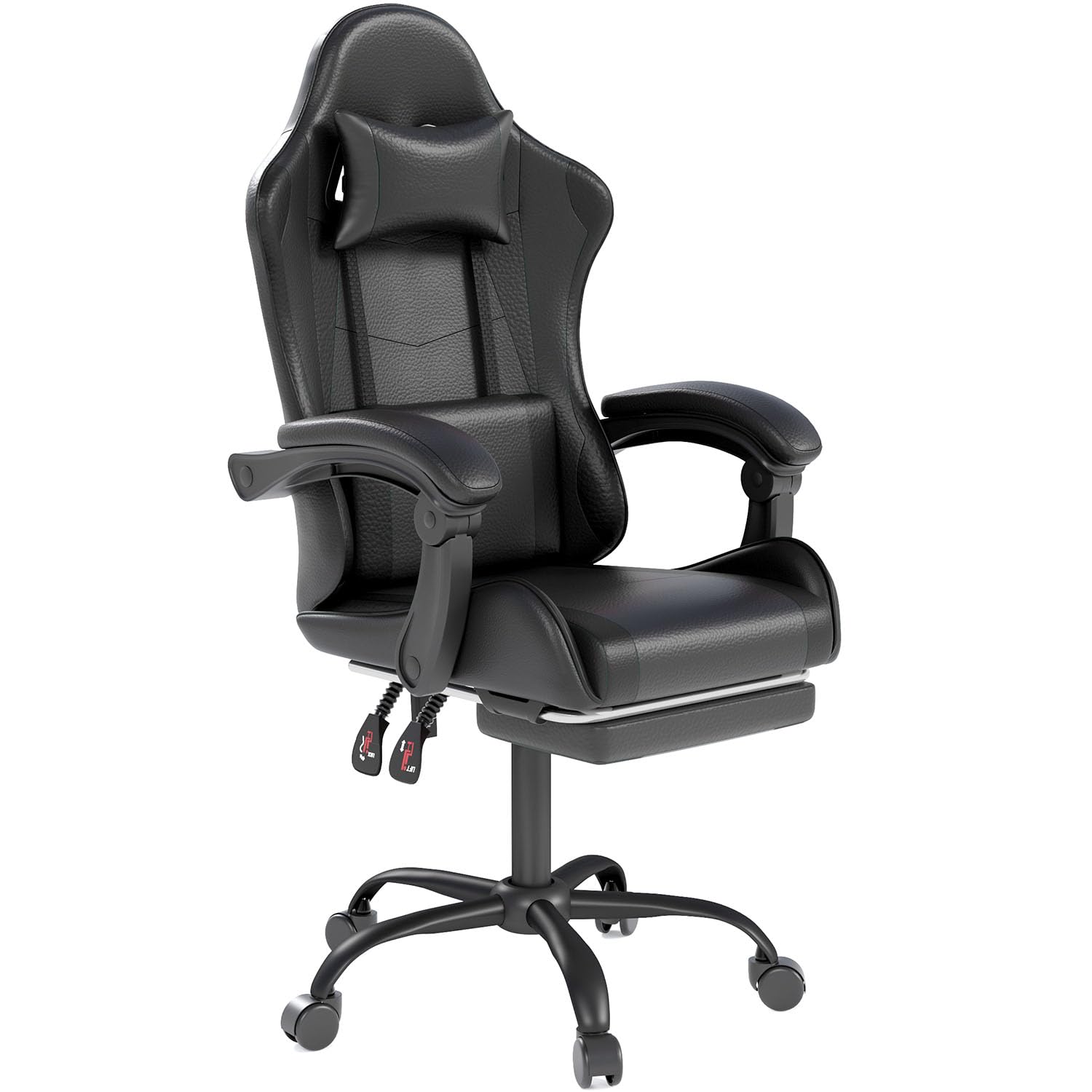 Photo 1 of ***SIMILAR AL DE LA IMAGEN LE FALTA UNA RUEDA***OS MOTOR Gaming Chair with Headrest and Lumbar Support, Ergonomic High Back Office Chair, Racing Style Executive Computer Desk Chair, Leather Adjustable Swivel Task Chair for Home Office (Black)
