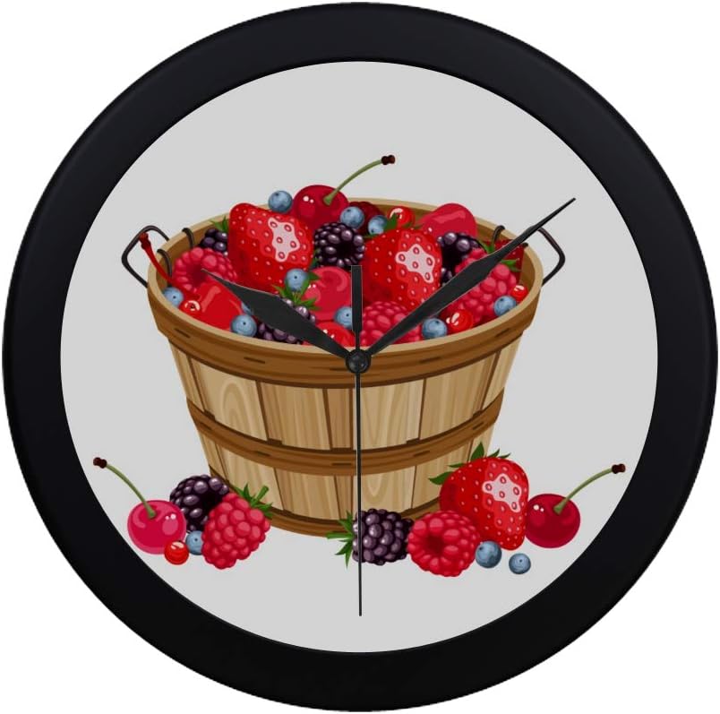 Chawzie Modern Simple Rich Fresh Various Cute Fruit Basket Wall Clock Indoor Movement Wall Clcok for Office,Bathroom,livingroom Decorative 9.65 Inch