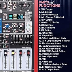 Kmise 8 Channel Professional Audio Mixer 99 Sound
