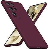 LoeoeL for Samsung Galaxy S25 Ultra Phone Case Silicone, Minimalist Ultra Thin Slim Soft Rubber Gel Solid Color Matte TPU Cute Case for Women, Girly Aesthetic Design & Camera Cover, Burgundy Maroon