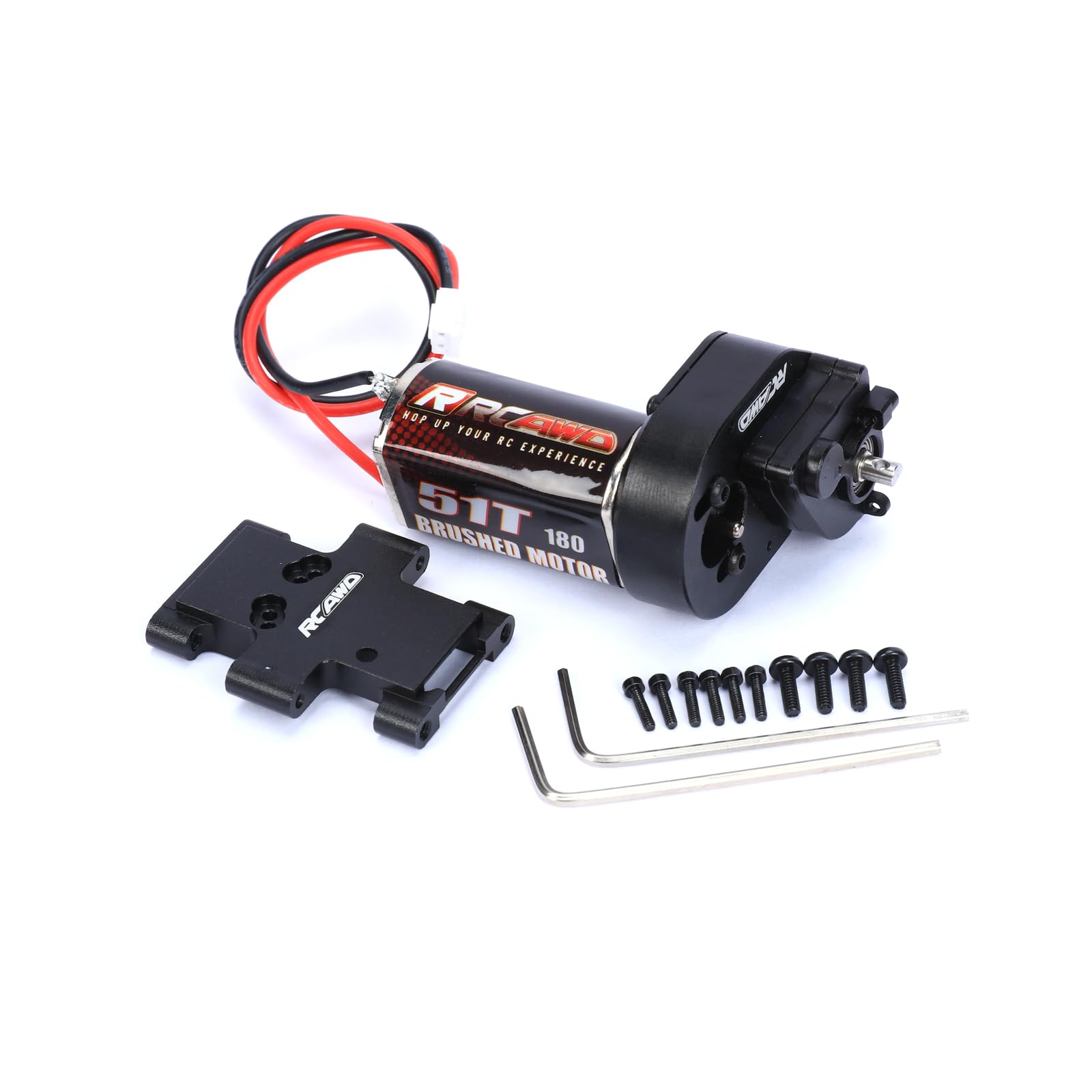 RCAWD New Enhanced 180 Motor 55T Gear Housing Transmission for FMS 1/24 FCX24 1/18 Crawler Upgrades Parts（Black）