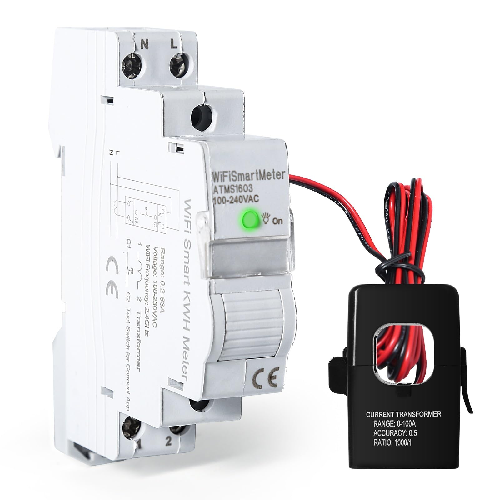 Jadeshay Smart WiFi Switch Timer 0.2-63A Intelligent Circuit Breaker DIN Rail Smart Energy Monitor Meter Timer Switch with Overvoltage Undervoltage for Household Appliances,Remote Control by Tuya APP