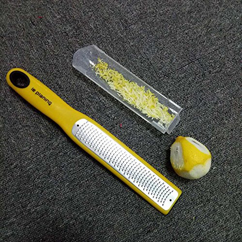 Zester For Kitchen,Cheese,Giner, Spice,Lemon Citrus Grater With Ergonomic Handle,Cover&Cleaning Brush (Yellow) - Thumbnail 3