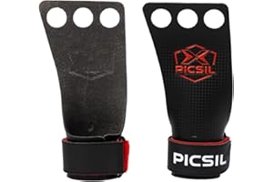 PICSIL - RX Grips | Synthetic Workout & Gymnastics Grips | Ultra-Resistant Carbon Fibre for Cross Training | Helps Prevent Tears & Blisters | Carbon Fibre Material | Use wiht Chalk |