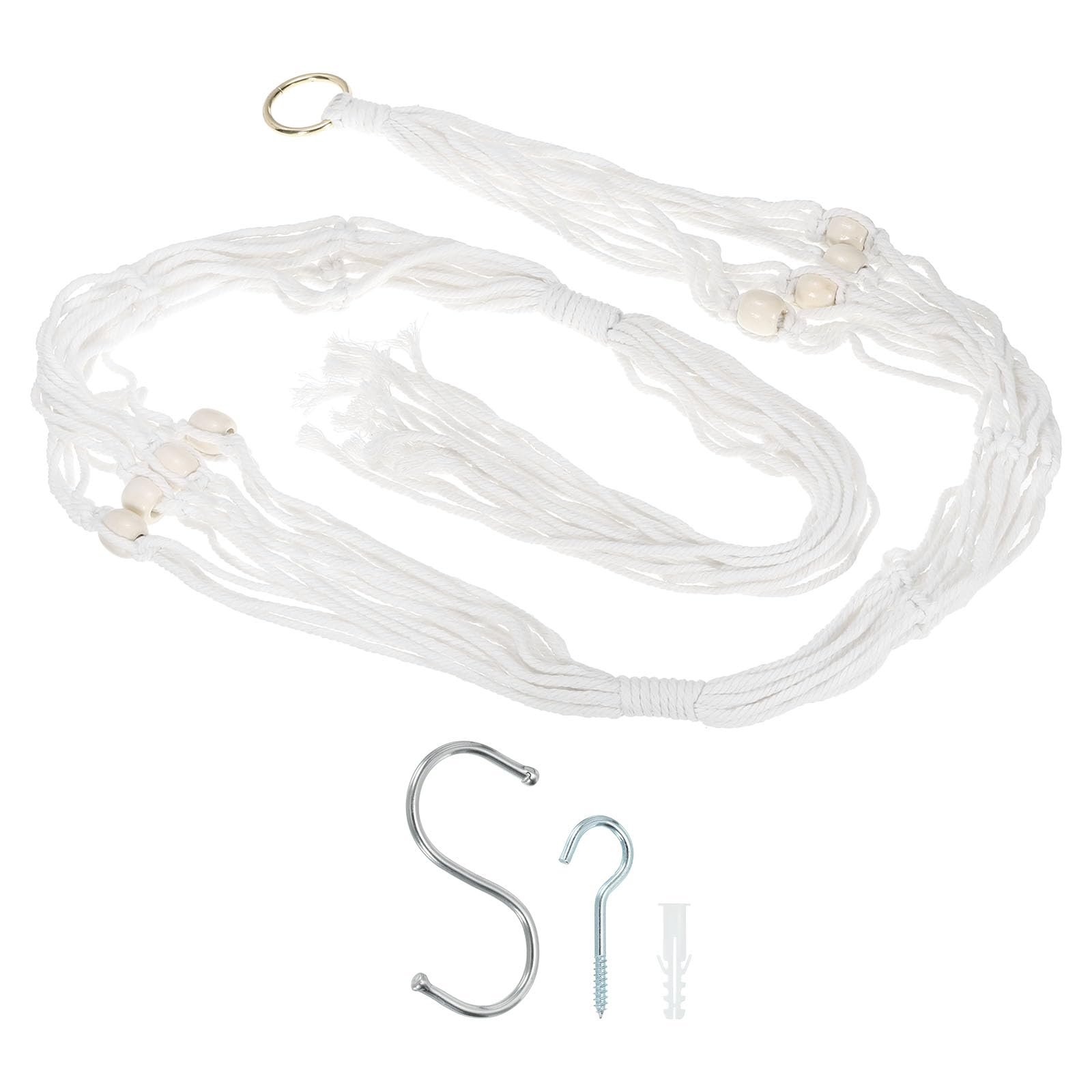 PATIKIL Macrame Hanging Planter, 59 Inch Handmade Hanging Plant Holders Flower Pot Hanger Flower Pot Hanger for Indoor Outdoor Decor, White