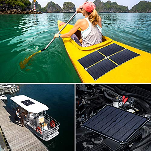 SUAOKI 12V Solar Car Battery Charger, 16W Trickle Solar Panel Charger, Portable and Waterproof Solar Battery Maintainer, Suitable for Motorcycle RV Boat Marine Snowmobile Tractor ATV Marine Trailer - Thumbnail 5