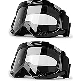 Professional Motorcycle Motocross Goggles 2-Pack Dirt Bike ATV Riding Racing Wide vision Glasses Anti-Fog Scratch Windproof Dustproof Goggles for Adult Youth Kids Clear Lens