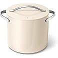 Caraway Stock Pot - 12 Qt Ceramic Coated With Lid - Free From Forever Chemicals - Large for Bigger Batches - Cream