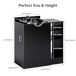 OmySalon Shampoo Bowl with Cabinet, Portable Salon
