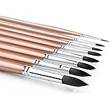 Transon Round Watercolor Detail Paint Brushes Goat Hair 8pcs for Watercolors,Acrylics,Inks,Gouache,Oil and Tempera