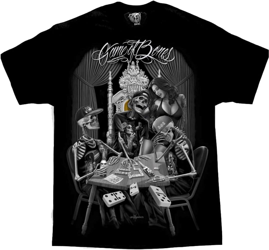 Game of Bones Dominoes Skeletons David Gonzales Men's DGA Art T Shirt